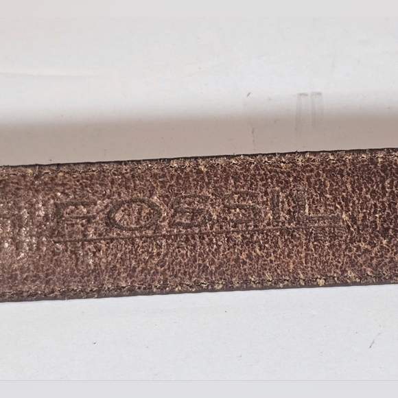 Fossil Ornate Brass Hardware Genuine Leather Belt Size M Heart Concho Westen VTG